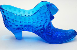 Vintage Fenton Cobalt Blue Glass Hobnail Shoe Slipper Cat Head  Peeking Out - £23.88 GBP