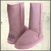 Von Dutch High 11&quot; Tall Suede Sherpa Lined Womens Winter Boots Pink SIZE 5 NEW - £62.35 GBP