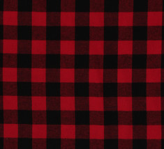 Buffalo Plaid 1.25&quot; Buffalo Check Red Black Woven Cotton Flannel Fabric D278.20 - £6.78 GBP