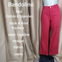 Bandolino Red Cotton &amp; Spandex Denim Jeans Size 10 - £14.90 GBP
