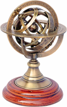Brass Armillary Sphere Globe Clock Spherical Astrolabe Vintage Compass Handmade - £35.43 GBP