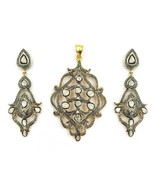 Natural Diamond Necklace Set , Handmade , Designer , Antique Look , Natu... - £300.23 GBP