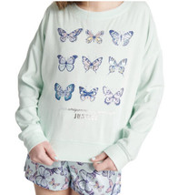 Justice Girls 2-Pc LS Lounge Top Printed Short Pajama Set butterflies - $14.73