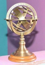 Antique Astrolabe Armillary Brass Desktop Globe Sphere Wooden Base gift ... - £29.67 GBP