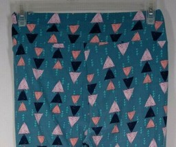 New LuLaRoe Tall &amp; Curvy Leggings Turquoise With Pink &amp; Black Triangle D... - $15.51