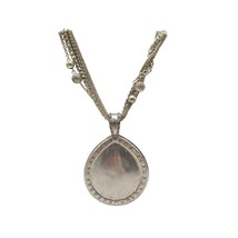 Vintage Chicos Silver Toned Multi Strand Necklace Teardrop Pendant Rhinestone - $13.36