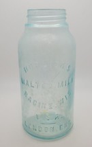 Horlick’s Malted Milk Light Aqua Blue Glass Bottle Container Racine WI. - £11.57 GBP