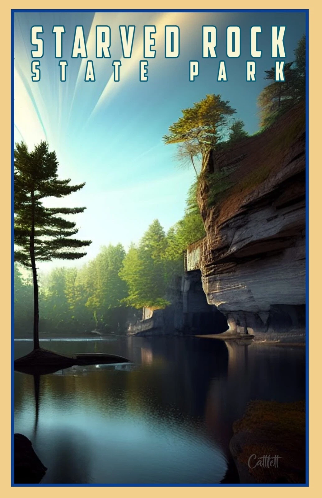 Starved Rock State Park poster  Illinois travel poster (11x17 + Signed Art) - $26.81