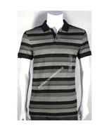 CALVIN KLEIN POLO SHIRT NEW MEN&#39;S STRIPED BLACK / GRAY BODY FIT NWT SPOR... - $406.97 MXN
