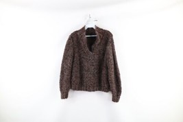 Vintage 60s Streetwear Womens Small Fuzzy Shag Wool Mohair Knit Sweater Boxy Fit - £71.18 GBP