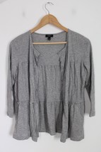 Talbots P Gray Tiered Open Front Cotton Modal Cardigan Topper Top - £22.40 GBP