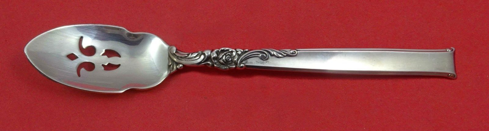 Primary image for Silver Rose by Oneida Sterling Silver Olive Spoon Pierced 5 3/4" Custom Made