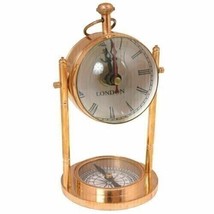 Orologio Marittimo Ottone Antico Orologio da Scrivania Con Bussola... - £26.34 GBP