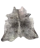 Fine Salt &amp; Pepper Cowhide Rug Rose Gold Metallic Acid Washed 7x5.5 feet... - €210,26 EUR
