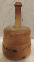 Antique Primitive Wooden Hand-carved Butter Stamp/ Mold- Flower / Thistl... - $130.89