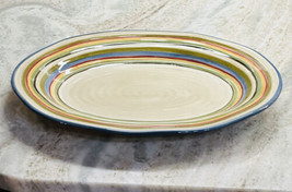TABLETOPS GALLERY LOS COLORES STRIPES SERVING PLATTER 16&quot; H PAINTED CERA... - $58.81