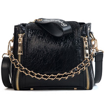 Bright Women Bags Small Chain Shoulder Bag Ladies Pu Leather Handbags Casual Zip - £39.47 GBP
