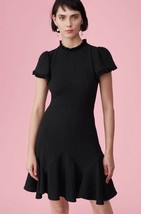 Rebecca Taylor Dress Black Tweed Short Sleeve Flounce Short Dress Sz 8 N... - $159.20