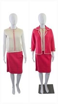 Vintage 1960s Madman Wool Knit Pink Skirt, Top And Jacket Bow 3pc Set - $118.80