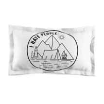 I Hate People Camping Pillow Sham Black and White Minimalist Print Nature Lover  - £26.34 GBP+