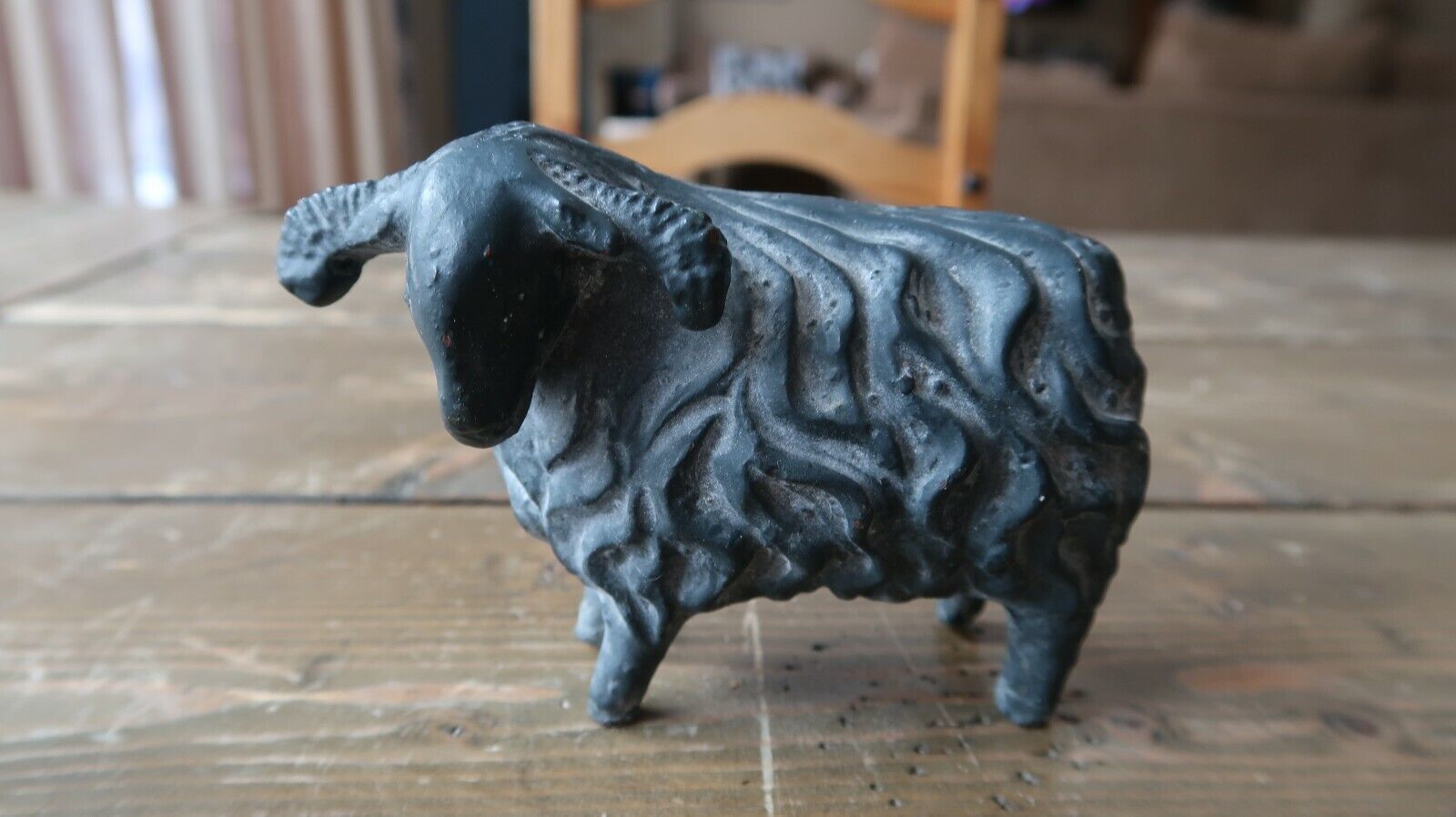 Primary image for Antique Cast Lead Sheep Ram Figure Paperweight 4.5"