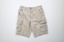 Vtg Billabong Surfing Mens 32 Distressed Spell Out Cargo Shorts Beige Cotton - £35.00 GBP