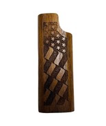 Vintage Wayne Carver American Flag Wooden Lighter Cover Patriotic USA - $27.15 CAD
