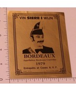 Vintage  Vin Siere I Wijn 1979 Bordeaux label  unused - $4.94