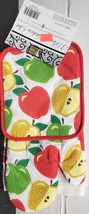 3pc Printed Kitchen SET:1 Pot HOLDER,1 Oven Mitt &amp; 1 Towel,Colorful APPLES#2, Bh - £9.48 GBP