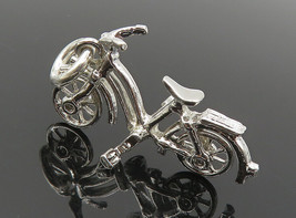 925 Sterling Silver - Vintage Petite Shiny Bicycle Motif Drop Pendant - PT6703 - £22.34 GBP