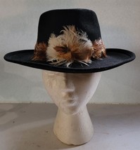 Vintage Womens Black Felt Wool Cowboy Fashion Hat Made in USA - $28.71