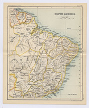 1912 Antique Map Of Brazil / Verso City Map Of Rio De Janeiro - £16.87 GBP