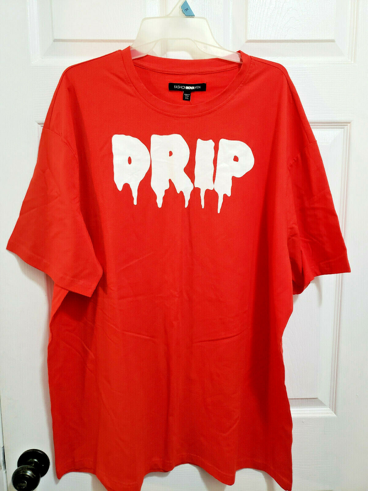 NWT Fashion Nova Drip Red Casual Mens 2XL Short Sleeve T-Shirt  - $9.99