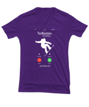 Snowboarding TShirt The Mountains Are Calling Purple-V-Tee  - £17.26 GBP