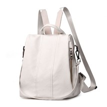 Summer White Fashion PU Leather Anti-thief Backpack Large Capacity School Bag fo - £37.07 GBP