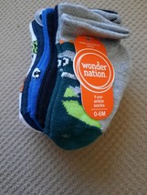 Wonder Nation 6Pr Baby Boy Infant Dinosaurs Ankle Socks Size 0-6M Multi Color - £4.86 GBP