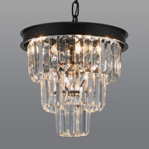 Crystal Chandeliers for Dining Room Light Fixtures Over Table，4-Lights Modern Bl - £344.40 GBP