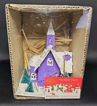 Kurt Adler Paper Putz Christmas Village Purple Church&quot;The Early Years&quot; 2000s NOS - $37.82