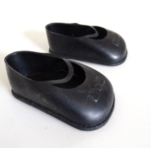 Vintage 1960&#39;s Large Black 3.5&quot; Soft Plastic Slip On Shoes for Large Doll - £10.26 GBP