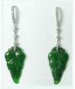 Natural Untreated Burmese Type A Jade Leaf Earrings With Authentication ... - $1,903.00