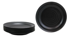 Contemporary Round 9.75&quot;D Matte Black Jade Melamine Large Dinner Plates Set 6 - £48.18 GBP