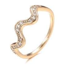 Luxury Natural Zircon Waves Rings for Women Fashion 585 Rose Gold Vintage Weddin - £6.85 GBP