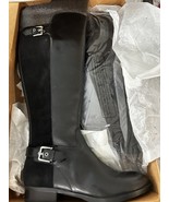 MARC FISHER Double Buckle Full Zip Tall Shaft Black Leather Boots Size 10M - $84.14