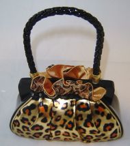 Money Bank Purse Handbag Leopard Look 6.3" High Polyresin Cash Savings Top Slot image 4