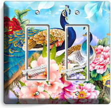 Floral Peacock Birds Colorful Feathers 2 Gfci Light Switch Wall Plate Room Decor - £9.63 GBP