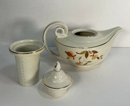Hall China Autumn Leaf Collector&#39;s Aladdin Tea Pot 3 pc with Infuser AS IS  - £39.78 GBP