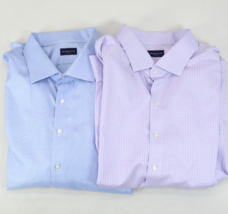 Lot 2x Proper Cloth Dress Shirt Sz 2XL Purple Blue Check Long Sleeve Button Up - $47.42