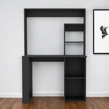 58&quot; Black Wood Computer Desk With Hutch - $269.46