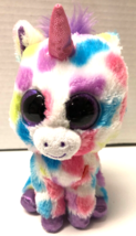 Ty Beanie Boos WISHFUL Unicorn Purple Glitter Eyes 6 Inch Plush - £4.73 GBP