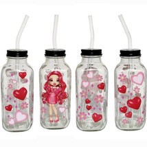 Hearts Fashion Clear Glass Tumbler Cup 16 oz UV DTF Red Design Glass Straw - £15.91 GBP